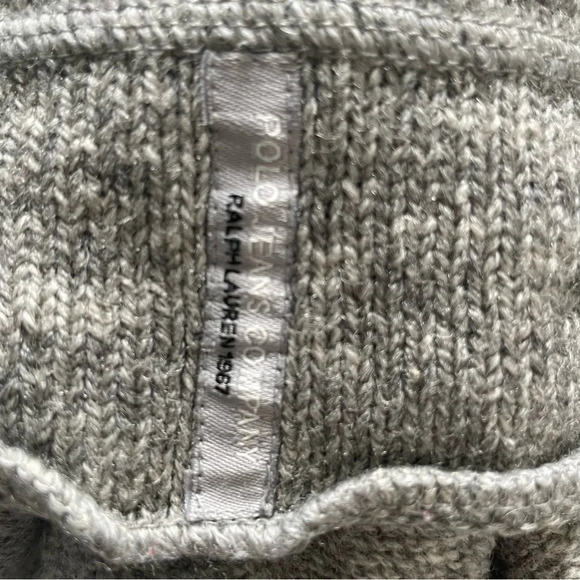 Ralph Lauren polo jeans co vintage 100% wool v-neck Sweater gray 14513 - Picture 5 of 5